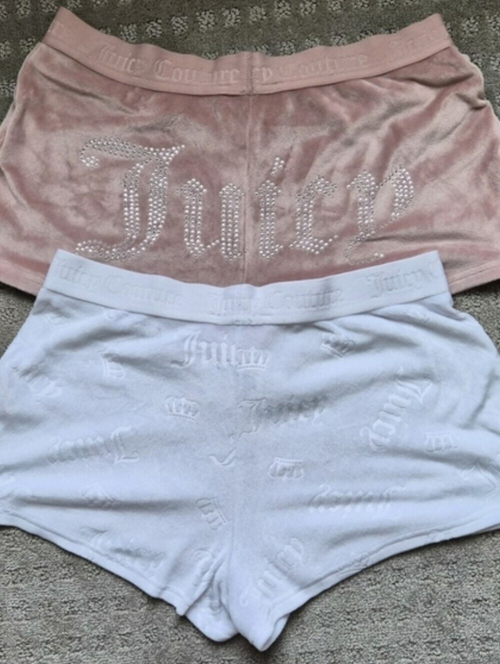 Juicy Couture Velour Sleep Shorts Bundle Pink White Rhinestone Y2K Coquette
